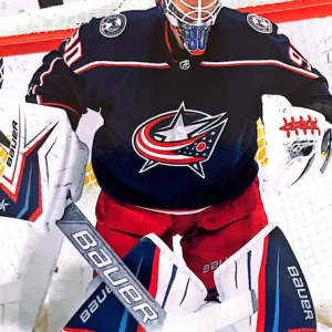 Elvis Merzlikins 2022-23 Upper Deck Series 1 Hockey Base Set #53