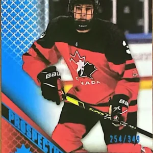 Olen Zellweger 2022 Upper Deck Team Canada Juniors Hockey Prospectus Momentous Electric Blue // #PM-5 /349