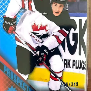 Ridly Greig 2022 Upper Deck Team Canada Juniors Hockey Prospectus Momentous Electric Blue // #PM-38 /349