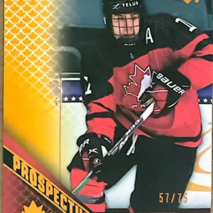 Logan Stankoven 2022 Upper Deck Team Canada Juniors Hockey Prospectus Momentous Electric Orange // #PM-42 /75