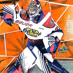 Sebastian Cossa 2021-22 Upper Deck SP Game Used CHL Orange Foilboard Parallel #15 /499