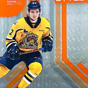 Mavrik Bourque 2021-22 Upper Deck SP Game Used CHL New Style Orange Foilboard Parallel #NS-MB /99