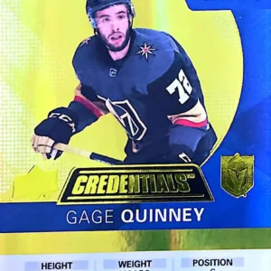 Gage Quinney 2021-22 Upper Deck Credentials Hockey 2020-21 Update - Debut Ticket Access Yellow Parallel #61 /249