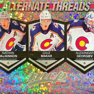 Nathan MacKinnon / Cale Makar / Alexandar Georgiev 2023-24 Upper Deck MVP Hockey Alternate Threads #AT-1