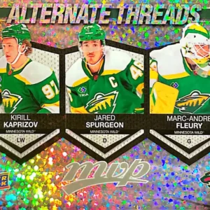 Kirill Kaprizov / Jared Spurgeon / Marc-Andre Fleury 2023-24 Upper Deck MVP Hockey Alternate Threads #AT-12