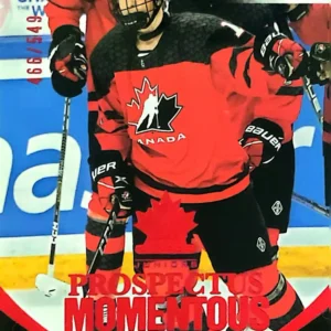 Berkly Catton 2023 Upper Deck Team Canada Juniors Hockey Prospectus Momentous Electric Red Parallel #PM-10 /549