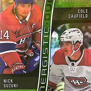 Nick Suzuki / Maurice Richard 2023-24 Upper Deck Synergy Hockey Synergistic Duos Star-Legend #SD-14 /999