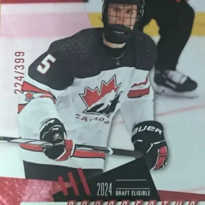 Henry Mews 2024 Upper Deck Team Canada Juniors Hockey Prospectus Momentous Electric Red Parallel  #PM-21 /399