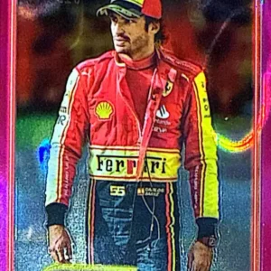 Carlos Sainz 2024 Topps Chrome Formula 1 Racing Base - Grand Prix Driver of the Day Fuchsia Lava Refractors Parallel #172 /225