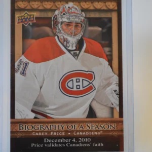 Carey Price 2010-11 Upper Deck Biography of a Season Biography of a Season #11