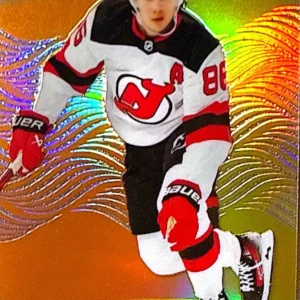 Jack Hughes 2024-25 Upper Deck Allure Hockey Color Flow Orange-Yellow Parallel #CFL-23