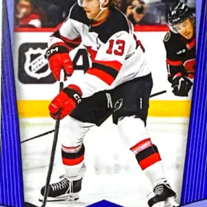 Nico Hischier 2024-25 O-Pee-Chee Hockey Blue Border Parallel #390