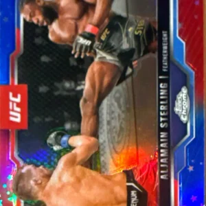 Aljamain Sterling 2025 Topps Chrome UFC Base Red & Blue Refractor #64