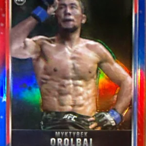Myktybek Orolbai 2025 Topps Chrome UFC Base Red & Blue Refractor #77